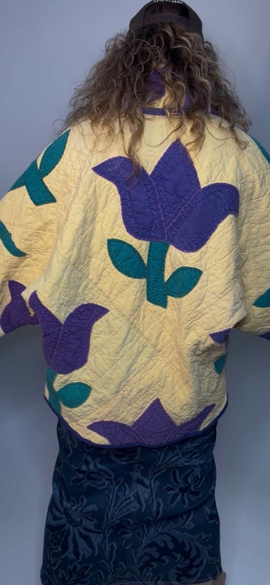 Floral Tulip Applique Quilted Jacket