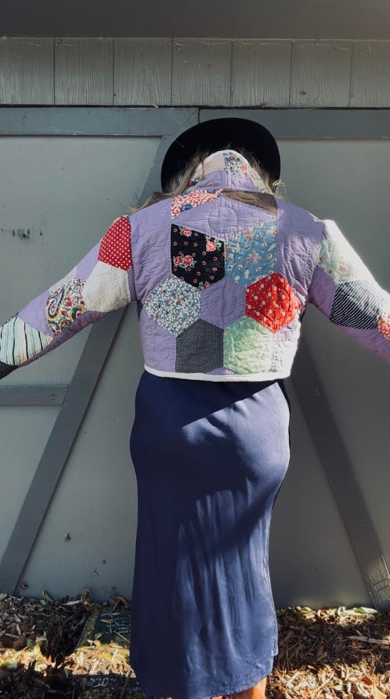 women's vintage handmade quilt coat