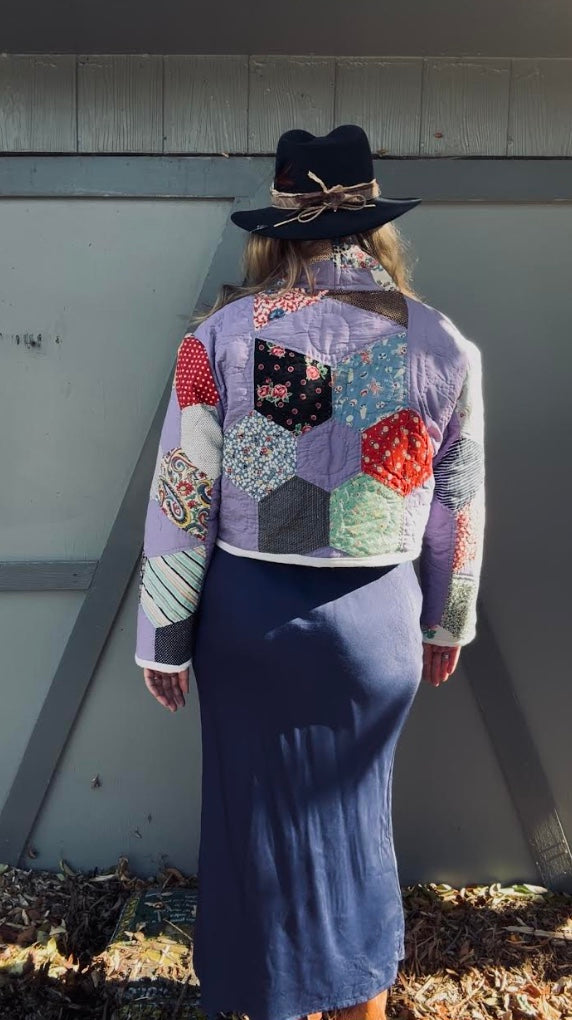 women's vintage handmade quilt coat