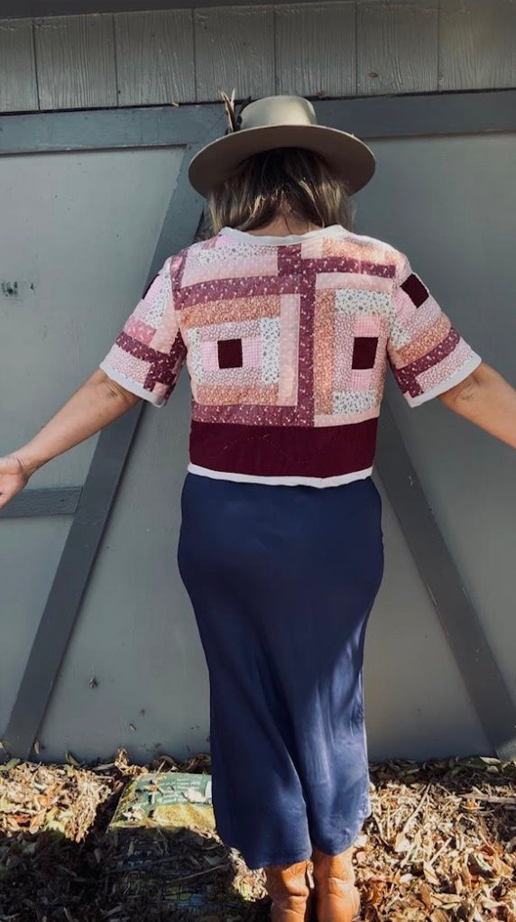 womens vintage quilted tie top