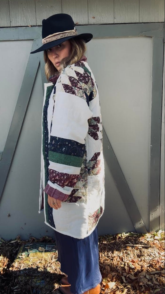 women's vintage handmade quilt coat