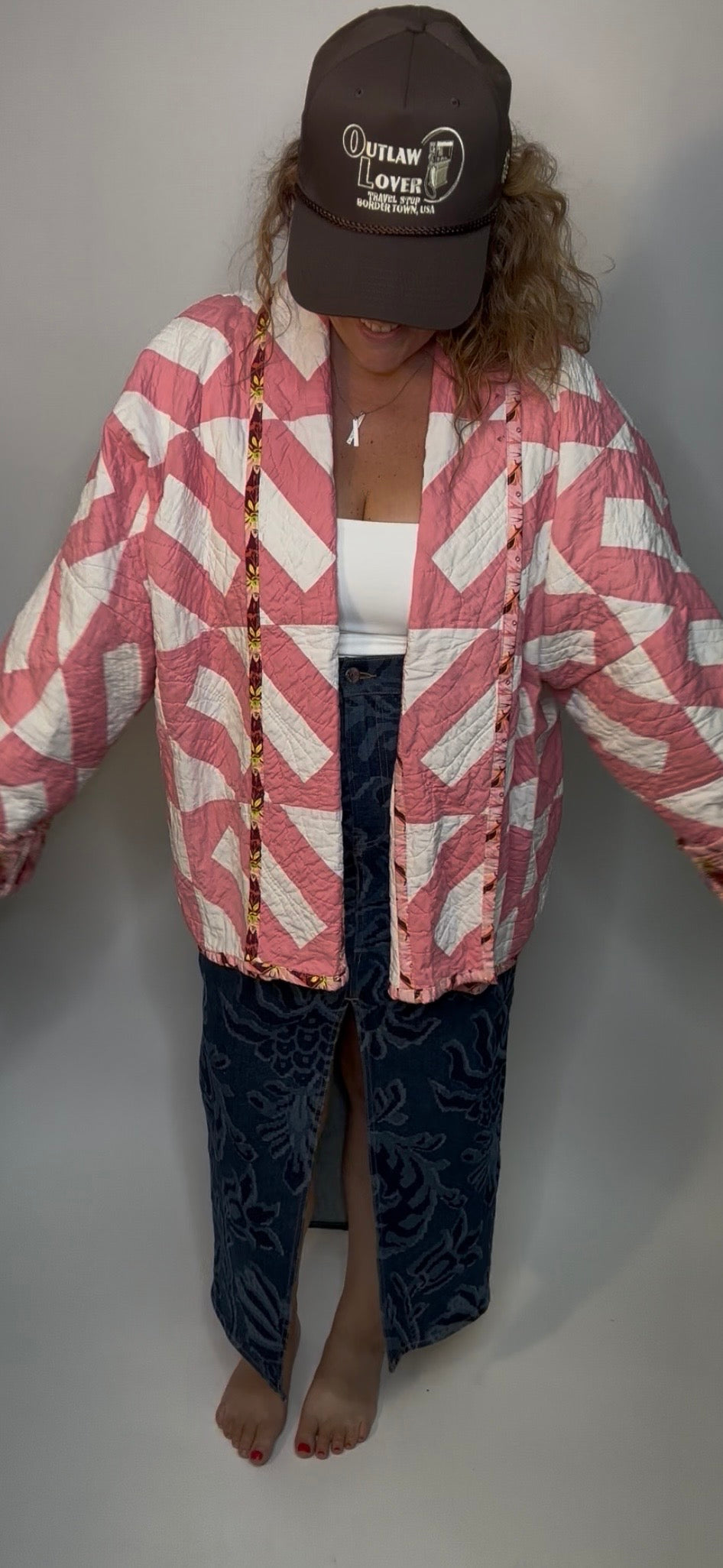 Vintage Pink Chain Quilted Jacket
