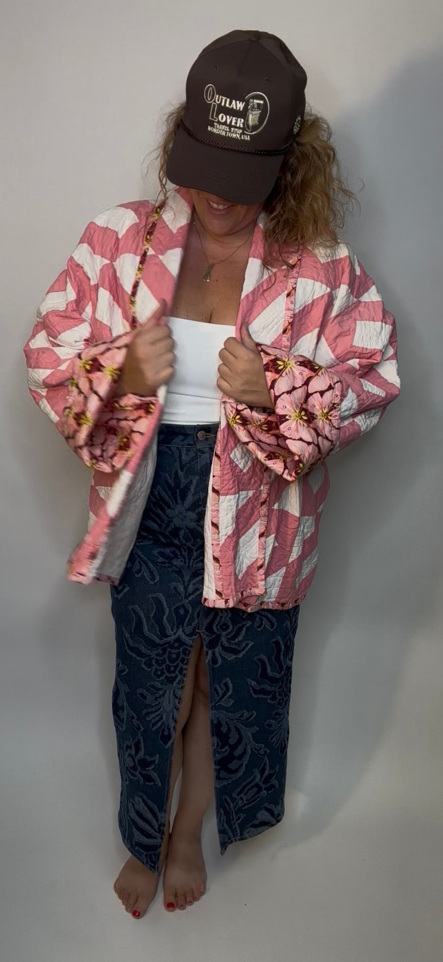 Vintage Pink Chain Quilted Jacket