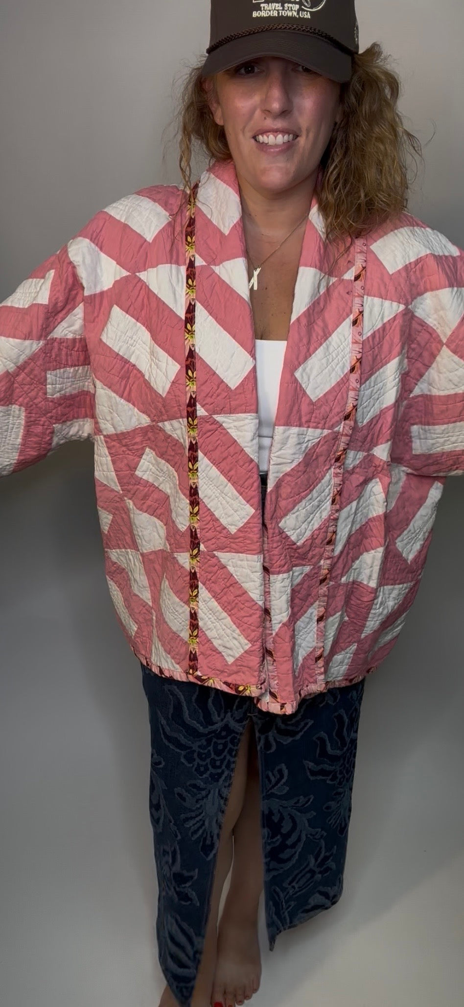 Vintage Pink Chain Quilted Jacket