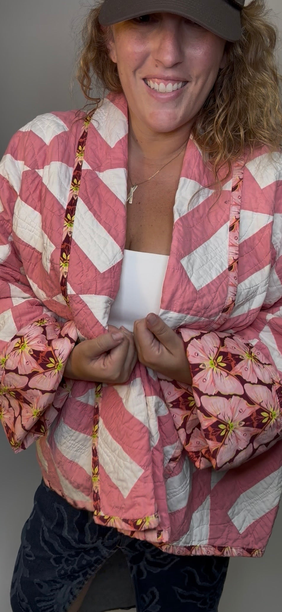 Vintage Pink Chain Quilted Jacket
