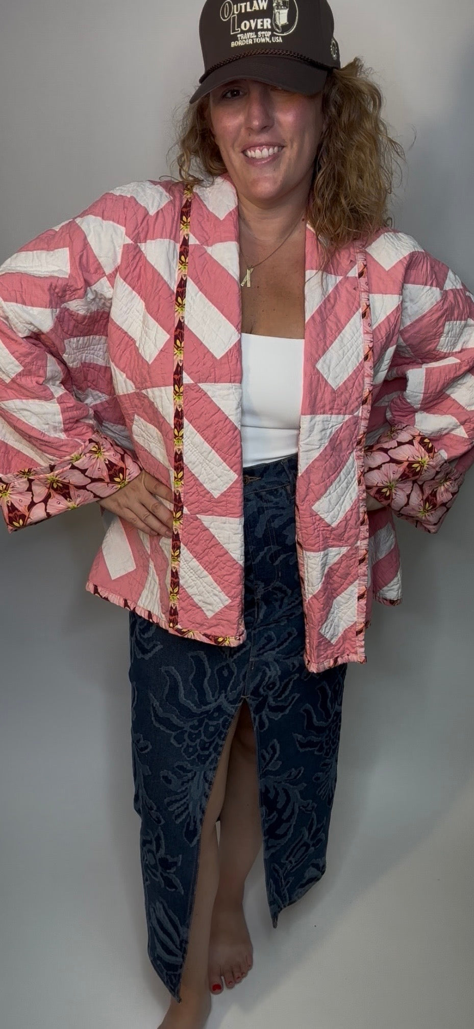 Vintage Pink Chain Quilted Jacket