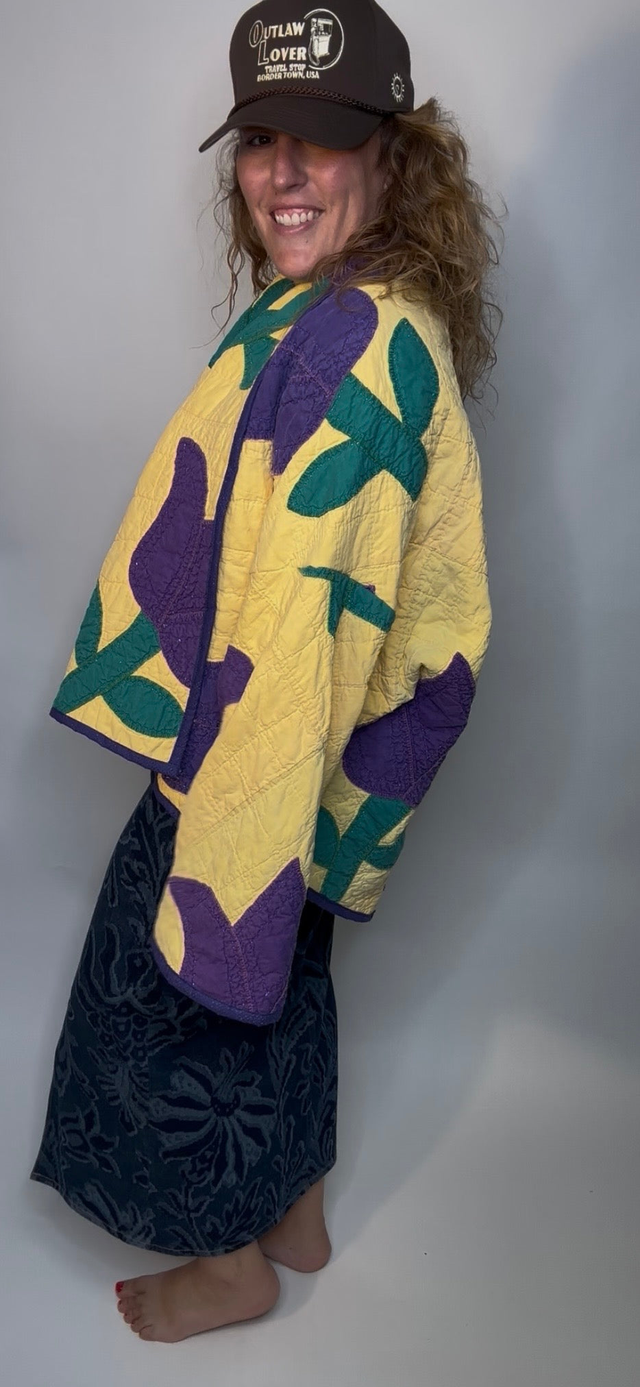 Floral Tulip Applique Quilted Jacket