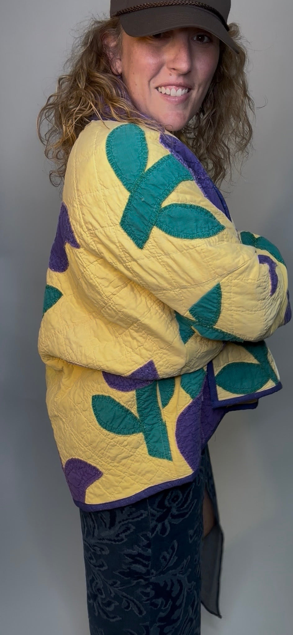 Floral Tulip Applique Quilted Jacket