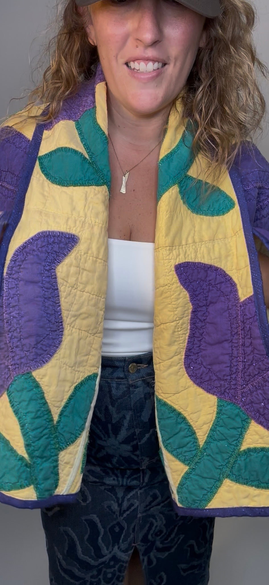 Floral Tulip Applique Quilted Jacket