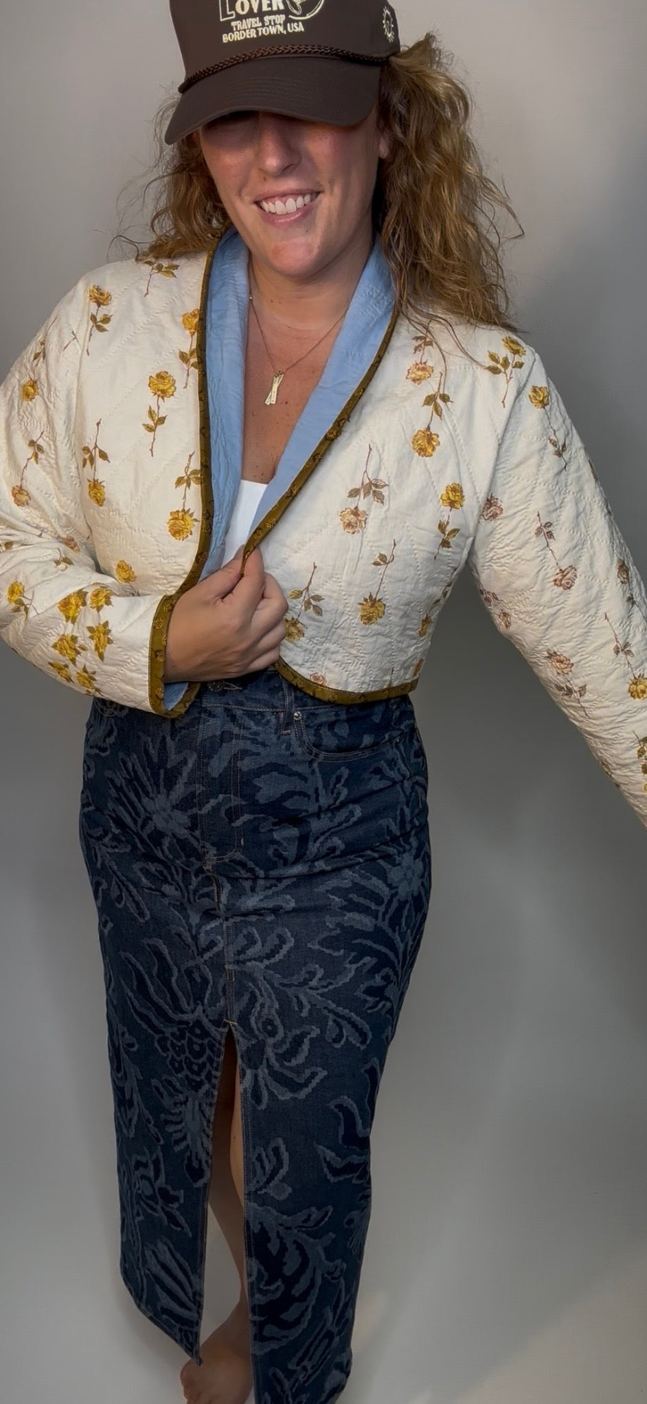 Floral Whole Cloth Quilted Jacket
