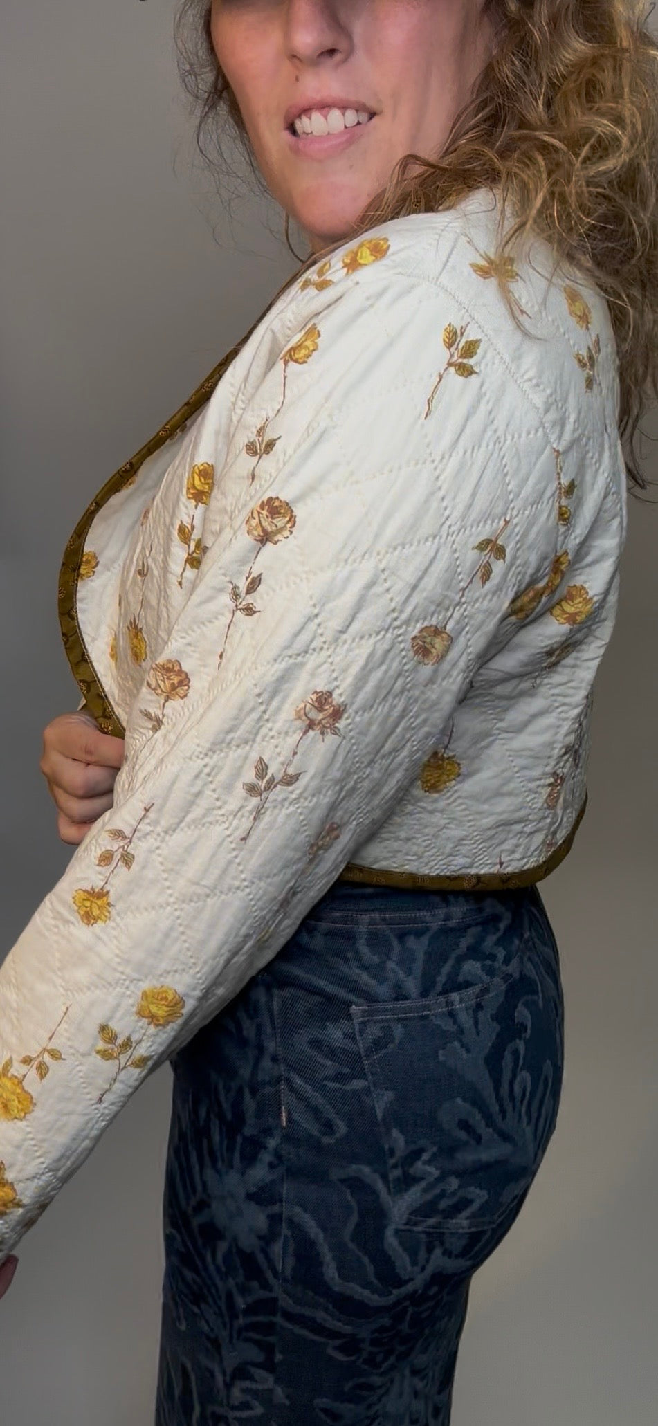 Floral Whole Cloth Quilted Jacket
