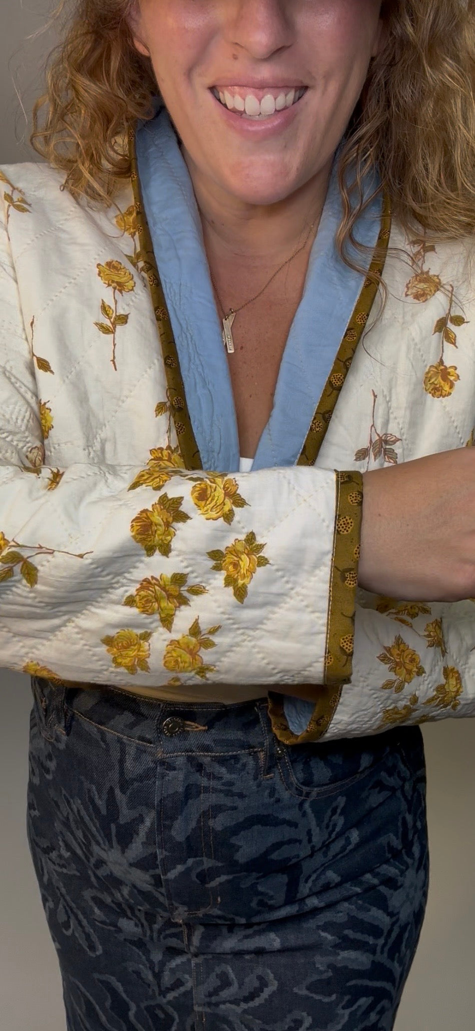 Floral Whole Cloth Quilted Jacket