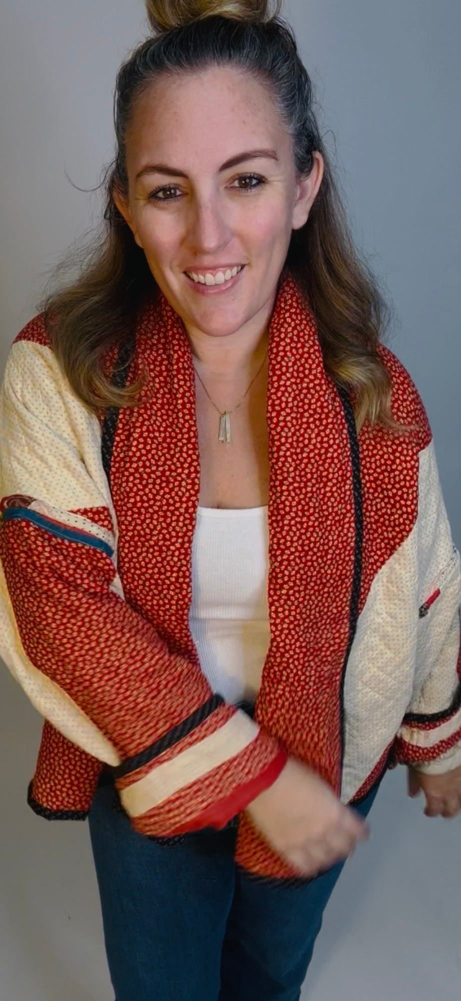 Antique Log Cabin Quilted Jacket - Reversible