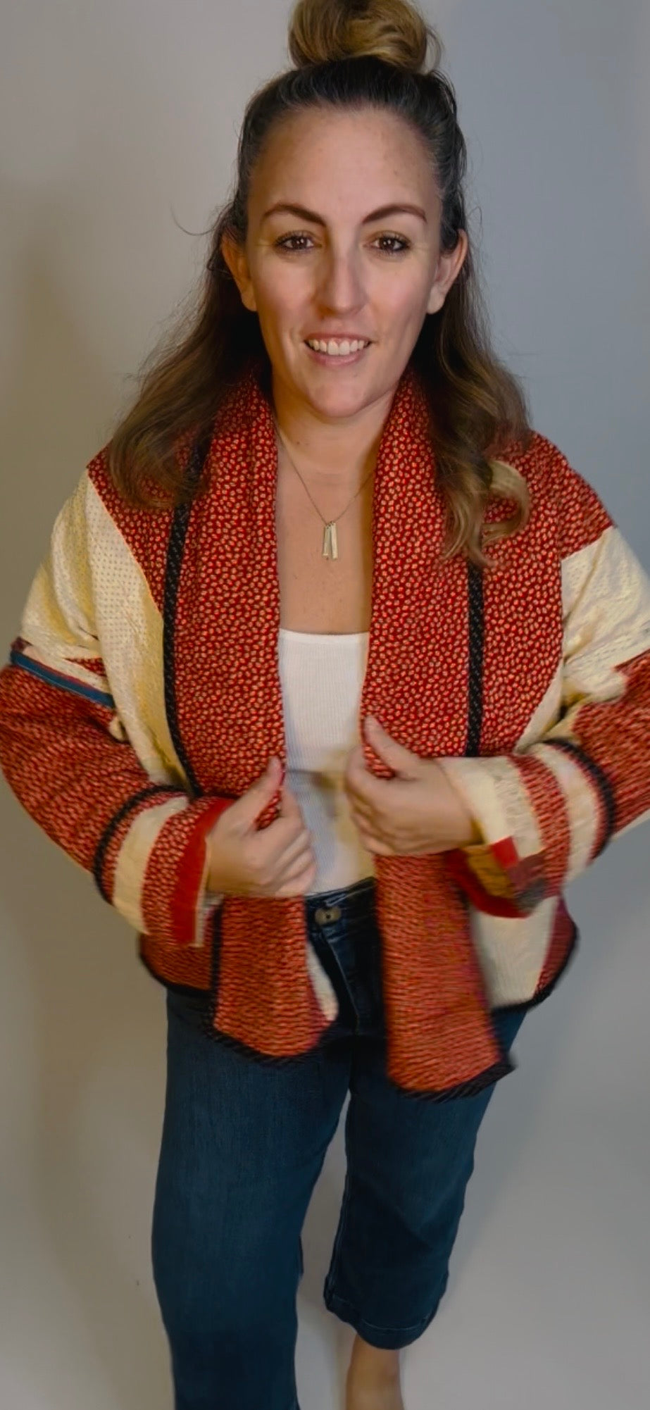 Antique Log Cabin Quilted Jacket - Reversible