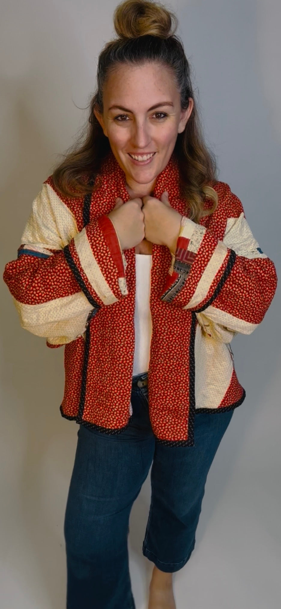 Antique Log Cabin Quilted Jacket - Reversible