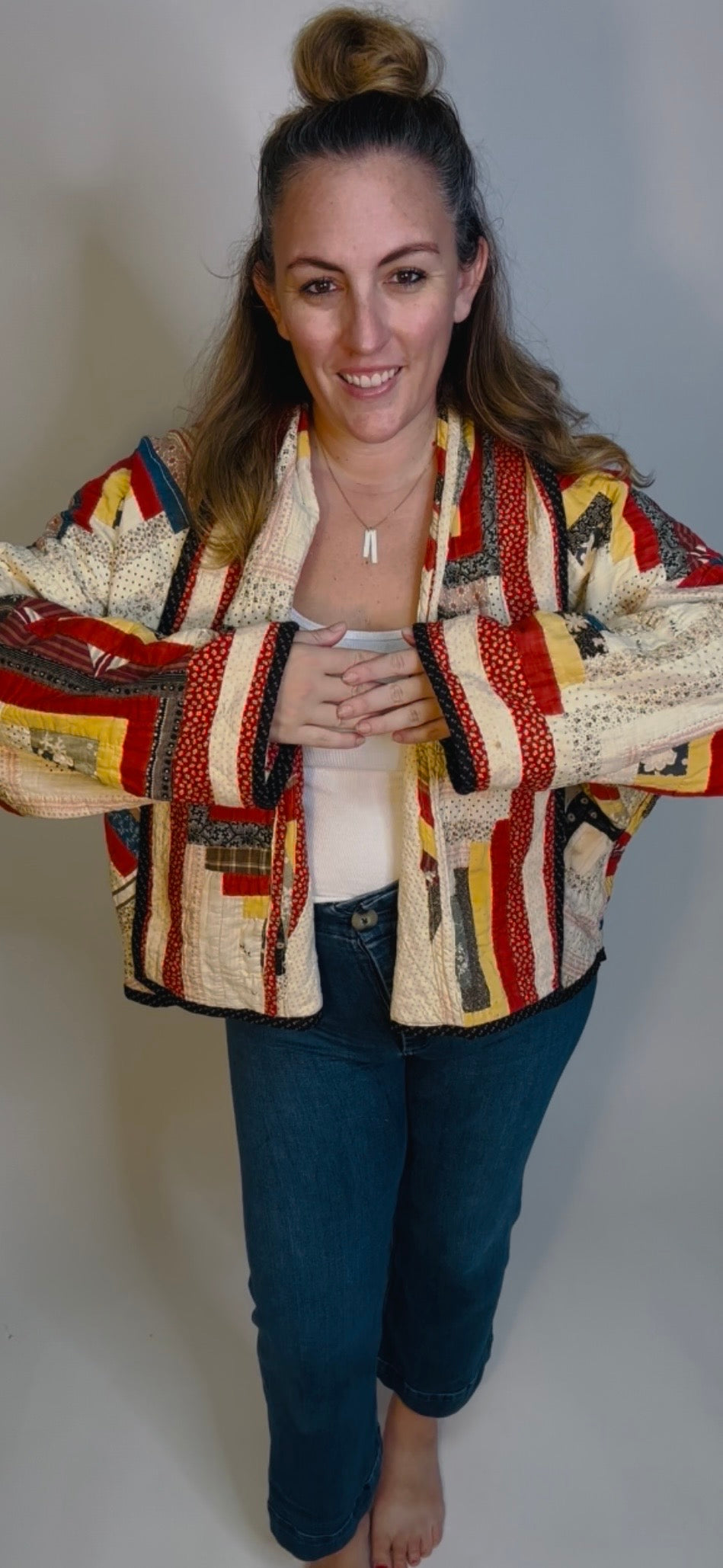 Antique Log Cabin Quilted Jacket - Reversible