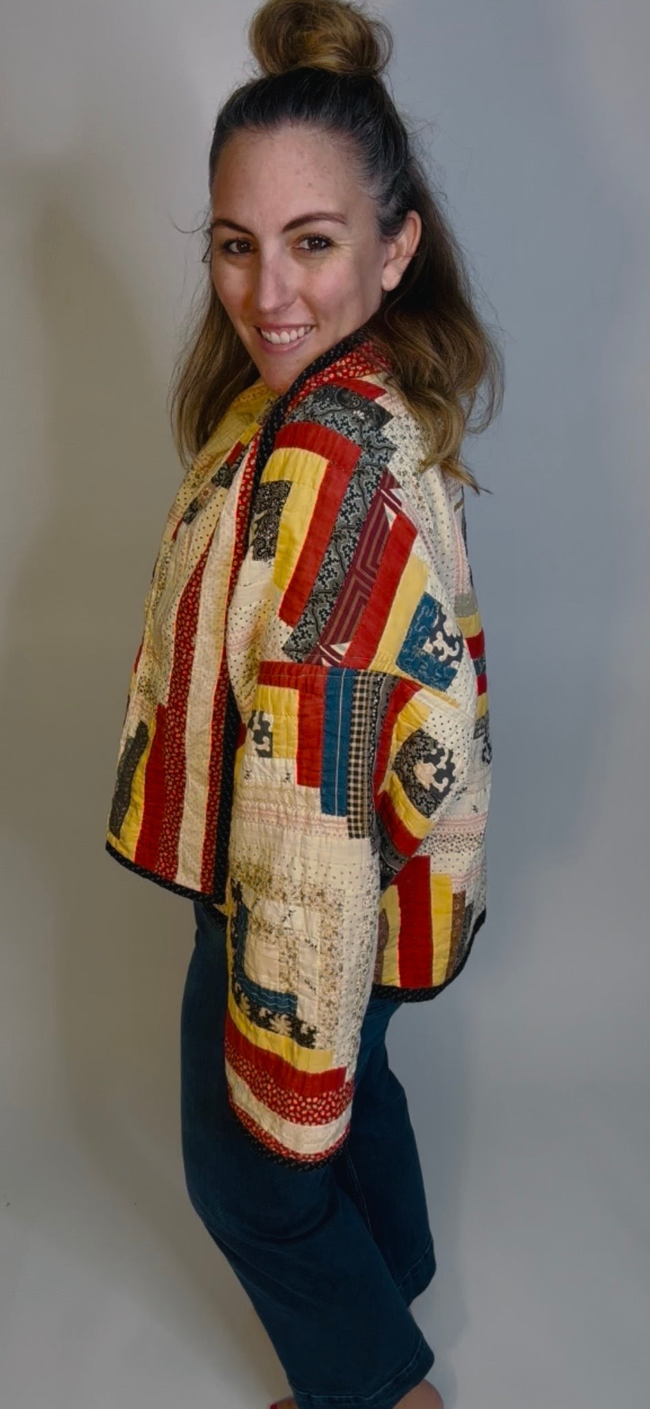 Antique Log Cabin Quilted Jacket - Reversible
