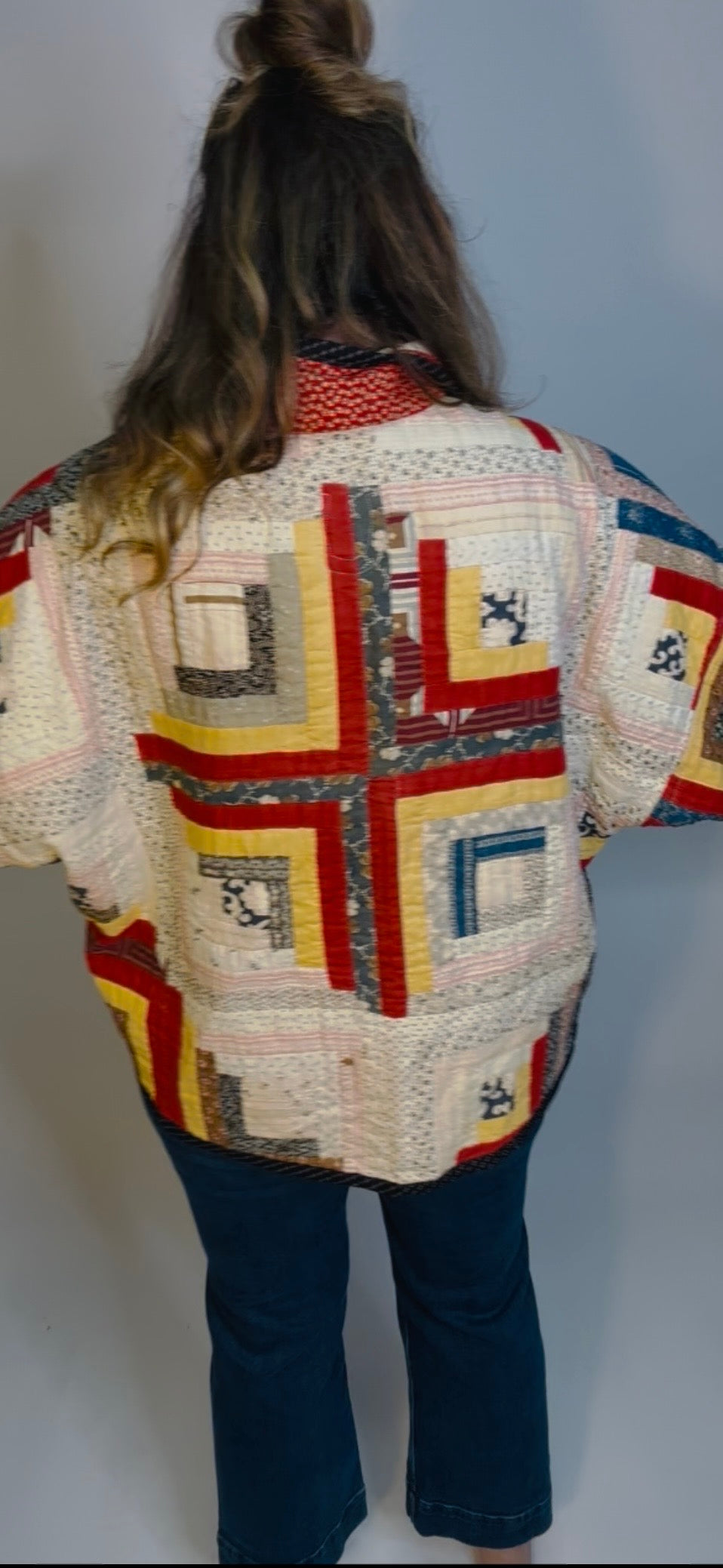 Antique Log Cabin Quilted Jacket - Reversible