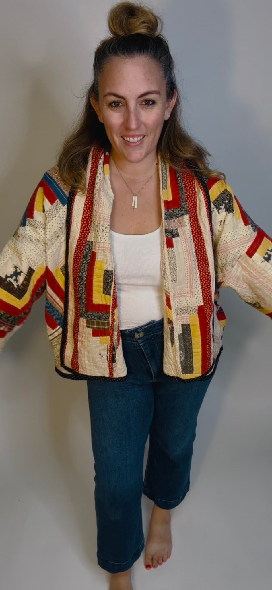 Antique Log Cabin Quilted Jacket - Reversible