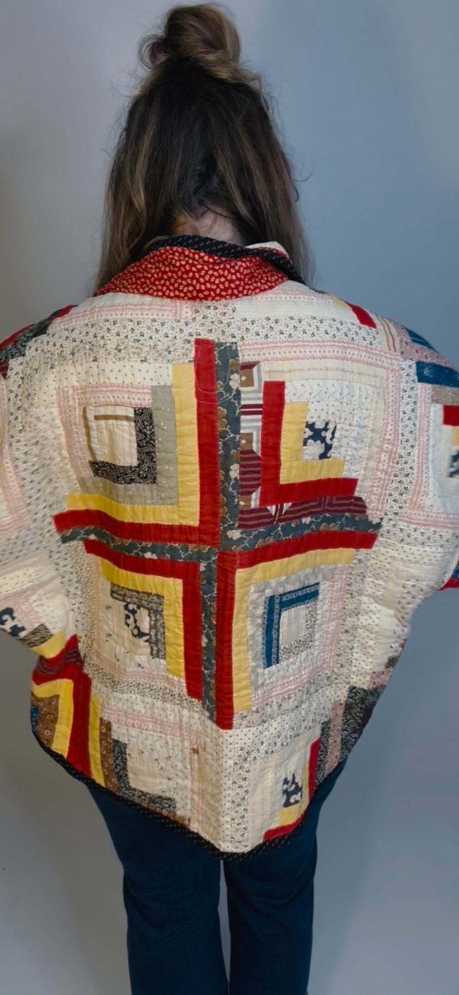 Antique Log Cabin Quilted Jacket - Reversible