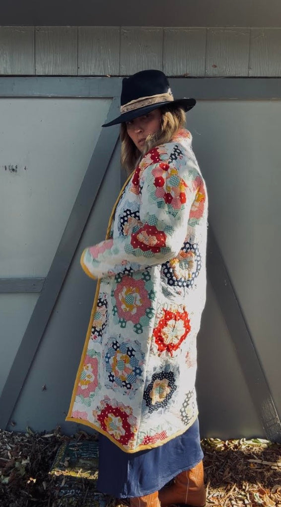 women's vintage handmade quilt coat