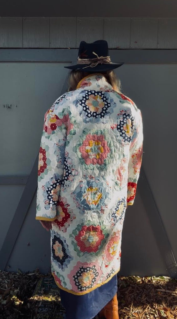 women's vintage handmade quilt coat