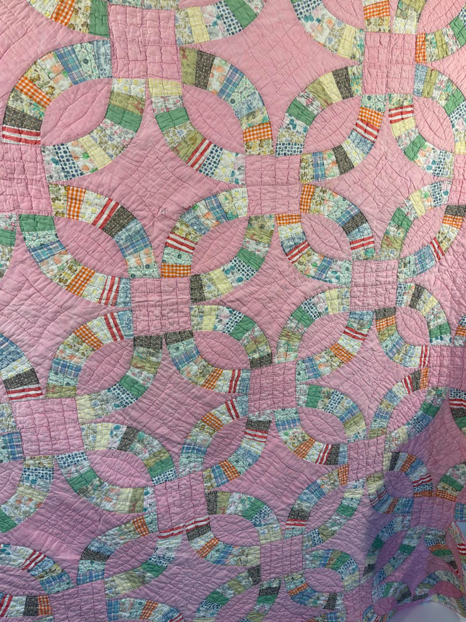 Available Quilt - Pink Double Wedding Ring