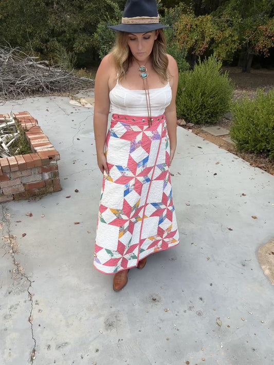 Pink Stars Quilted Skirt