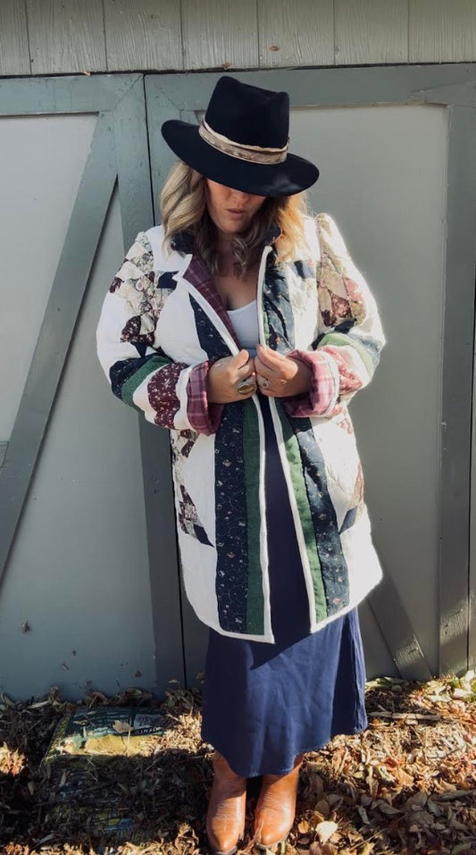 women's vintage handmade quilt coat